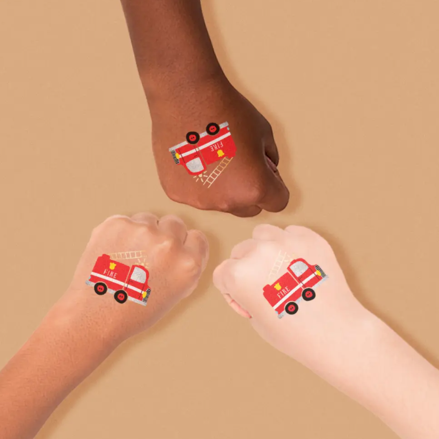 fire truck temporary tattoo