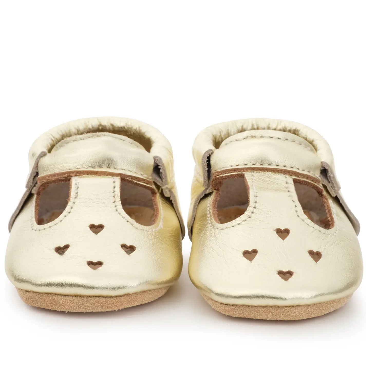leather baby mary janes in gold