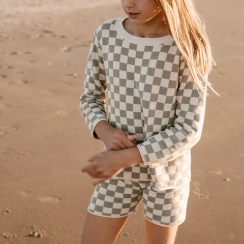kanuka checkerboard knitted shorts