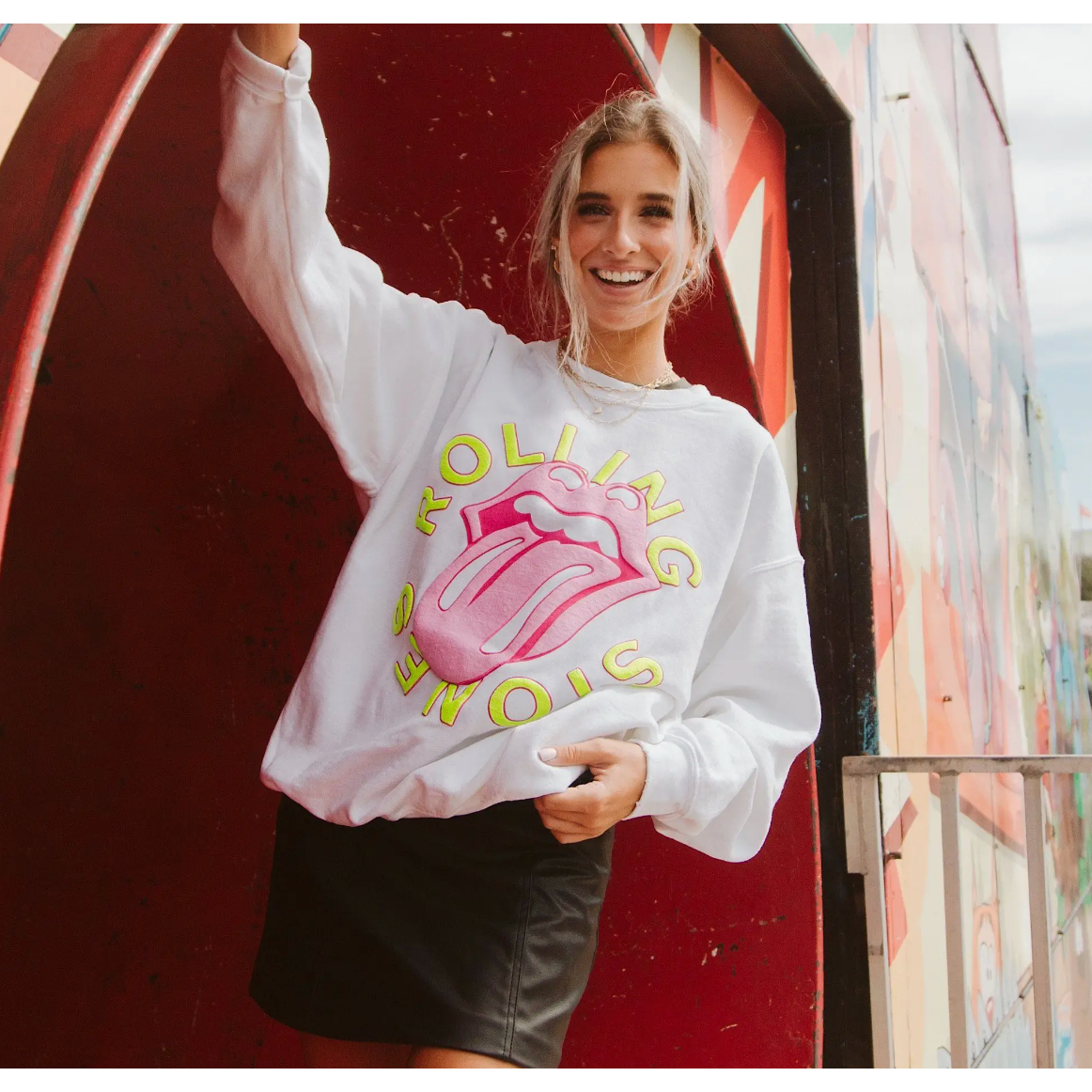 adult rolling stones puff lick sweatshirt