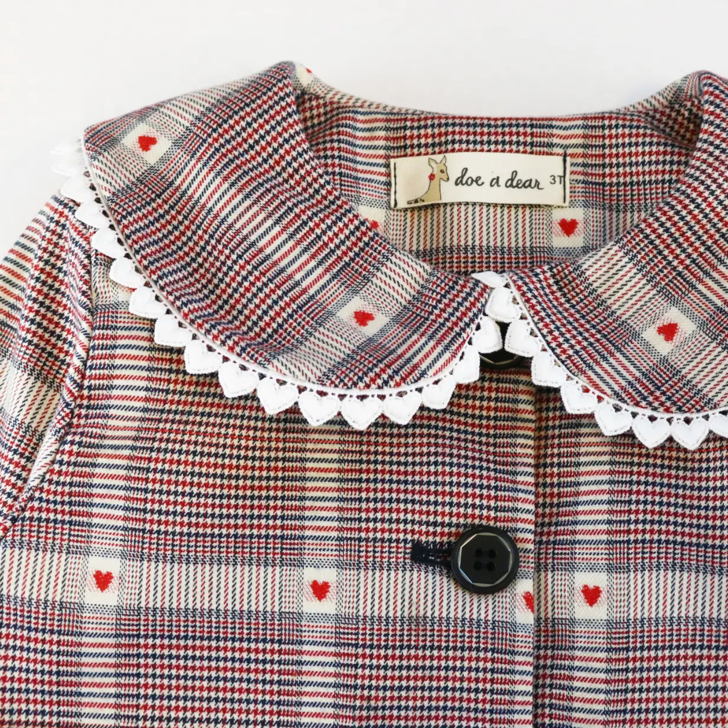 heart plaid picot jacket | red