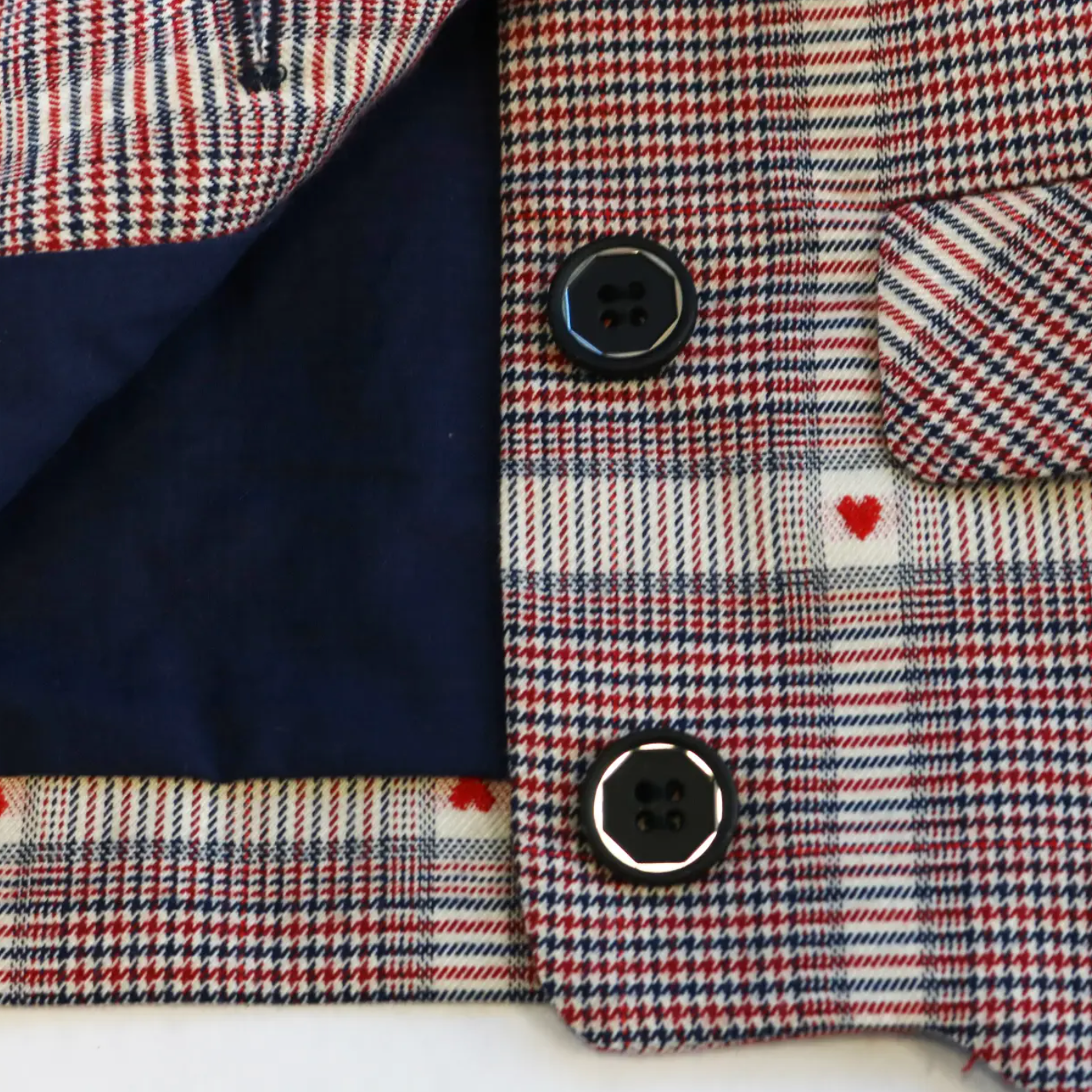 heart plaid picot jacket | red
