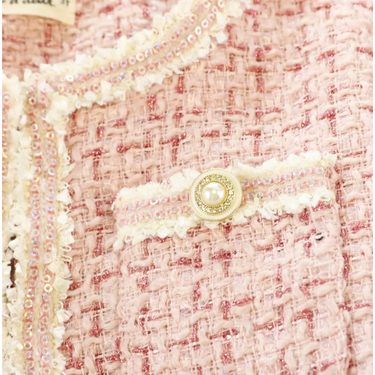 sequin trim tweed jacket | pink