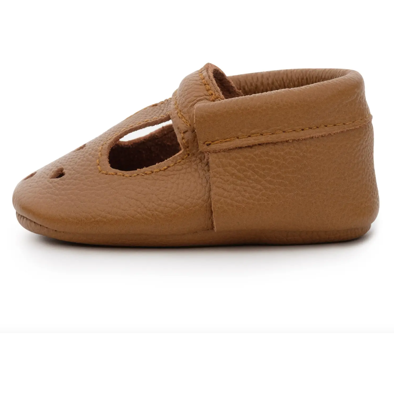 leather baby mary janes in brown