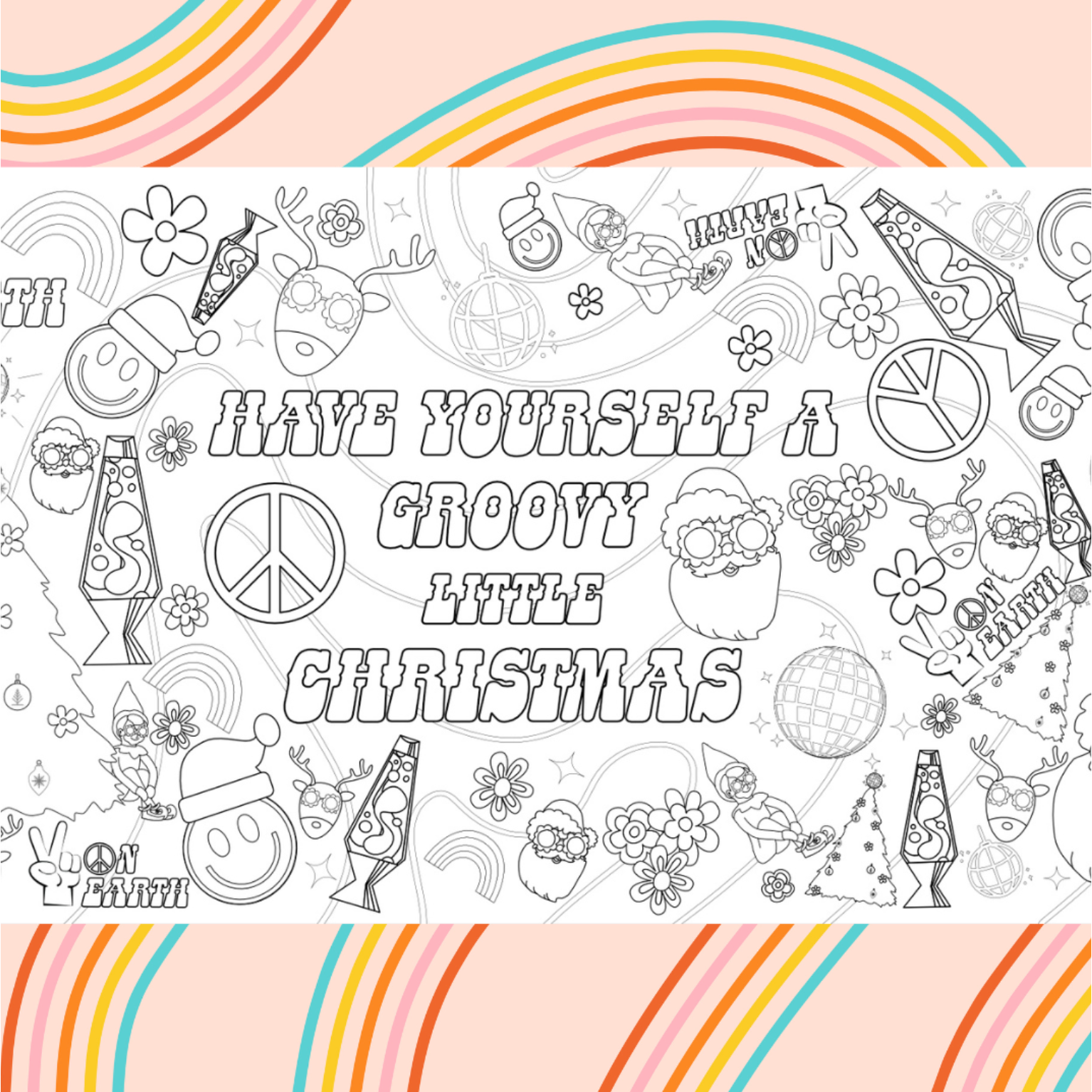 retro christmas coloring collage table cover