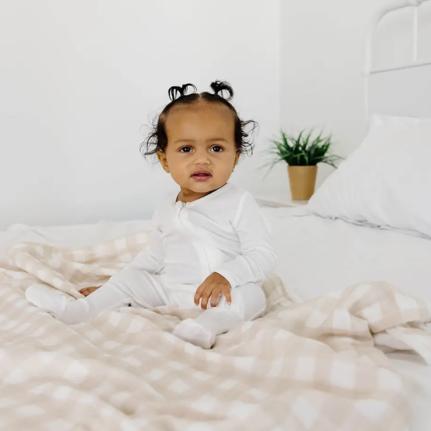 organic muslin baby blanket | plaid