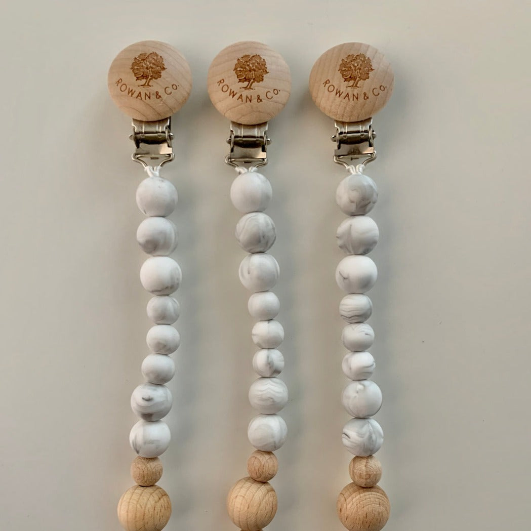 carolyn pacifier clip in marble
