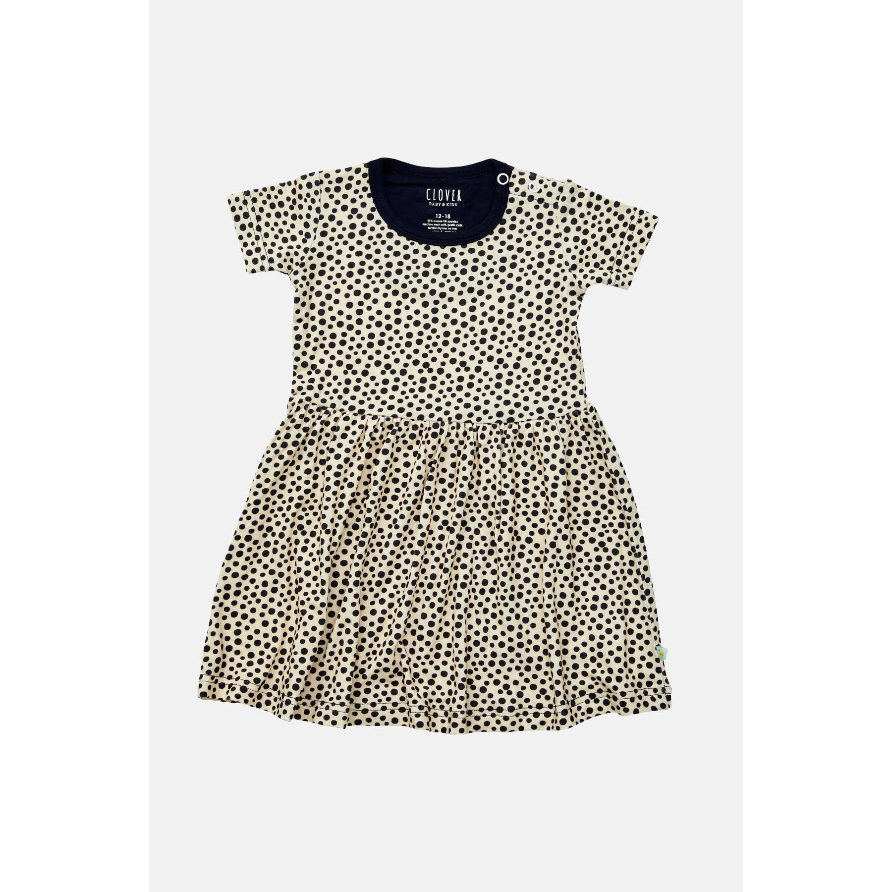 Stretchy Short Sleeve Twirl Dress - Dots
