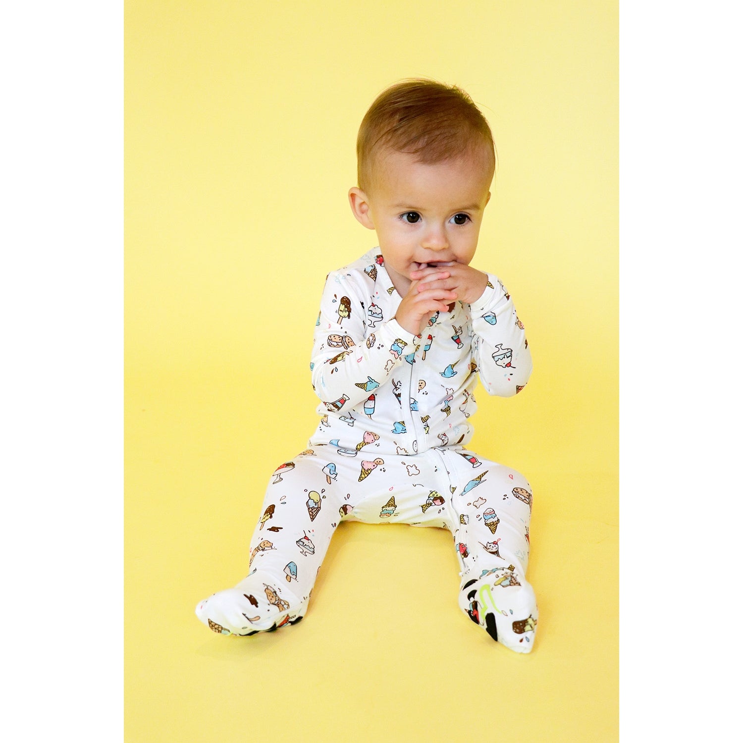 ice cream bamboo convertible footie pajamas