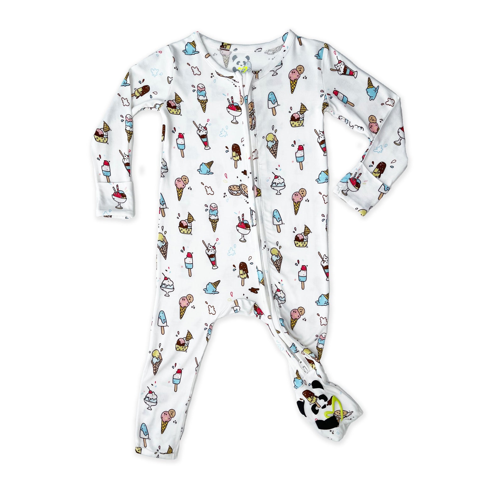 ice cream bamboo convertible footie pajamas