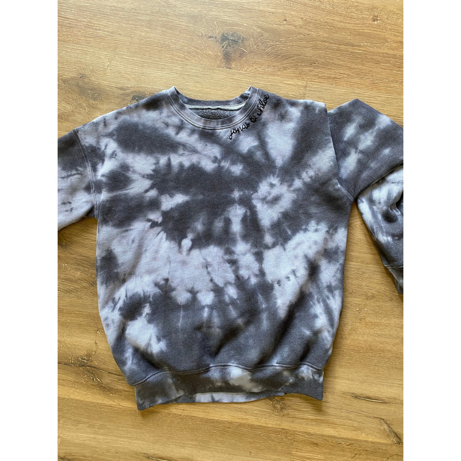 hand embroidered custom tie dye adult sweatshirt
