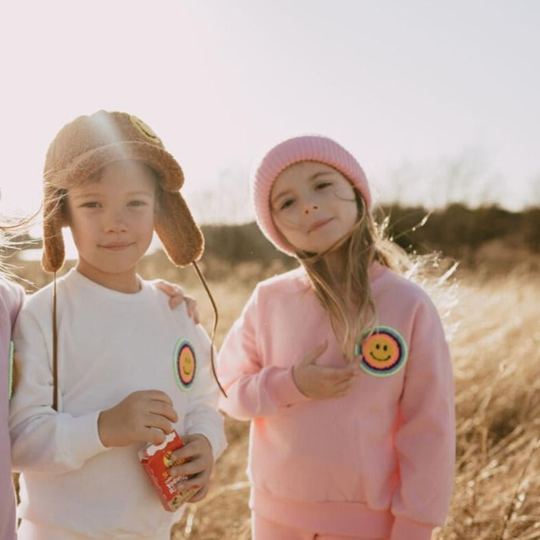 multi smile sweatshirt | pink