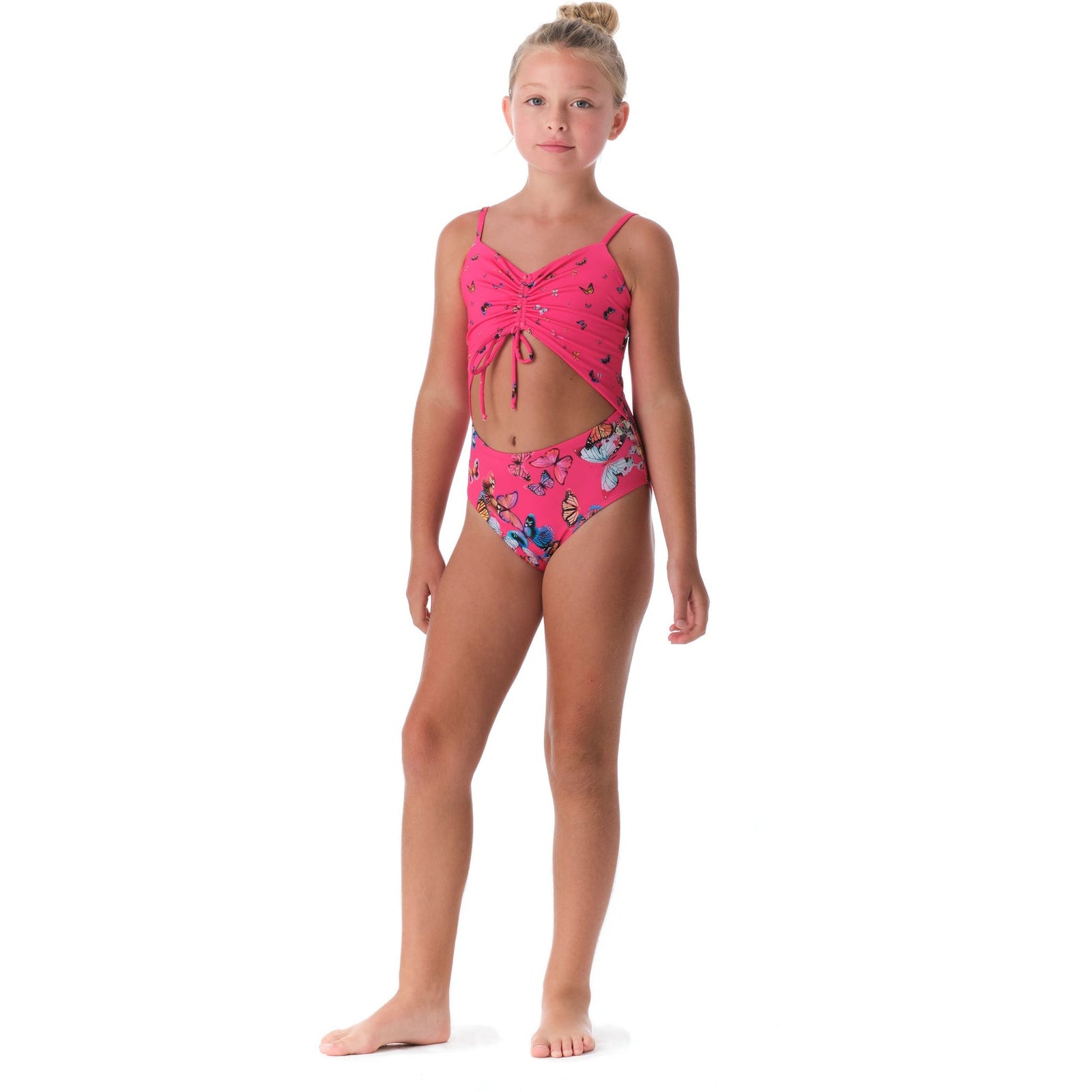 peek-a-boo suit in pink butterfly