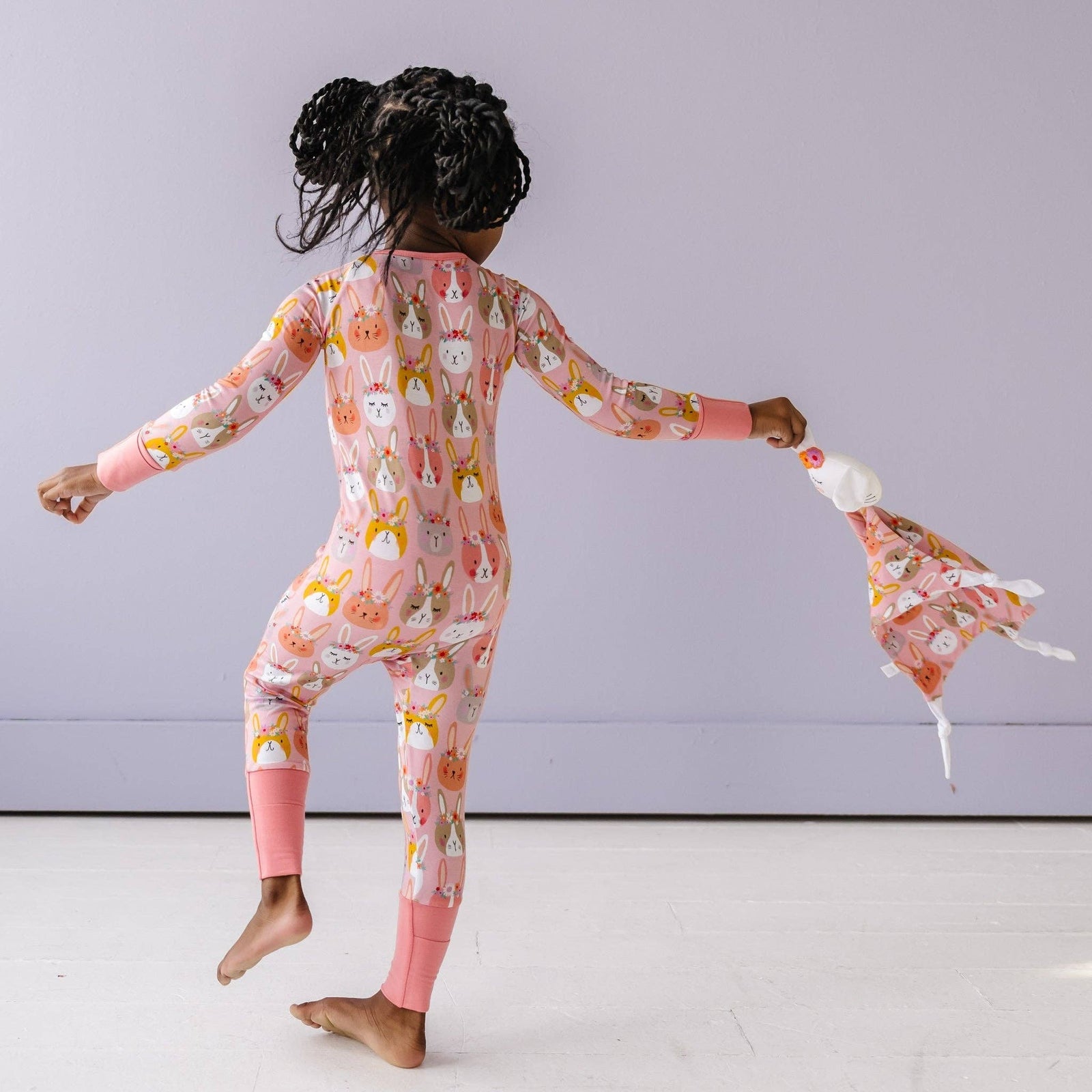 rad rabbits bamboo viscose convertible romper/sleeper in pink