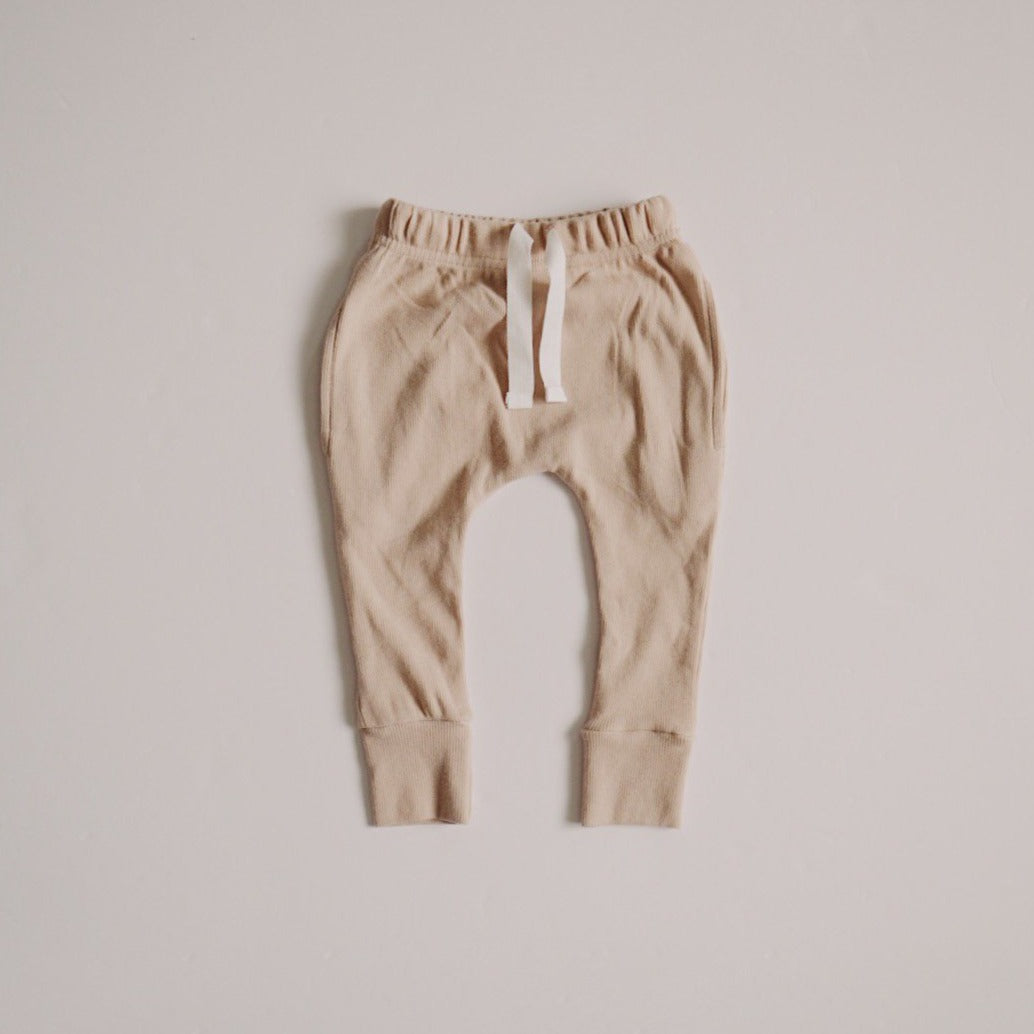 ribbed cotton joggers in almond