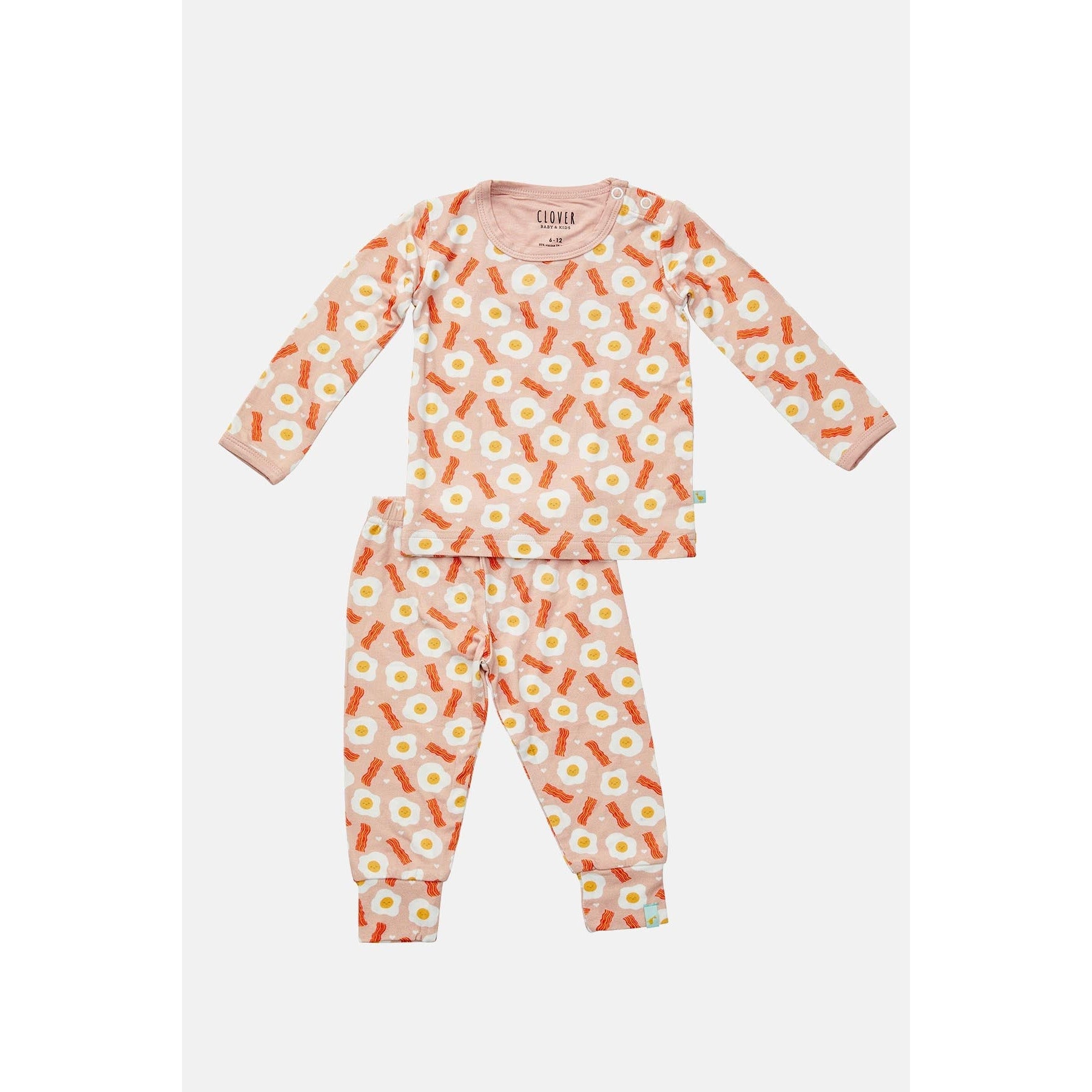 Long Sleeve Pajama Set - Bacon & Eggs Pink