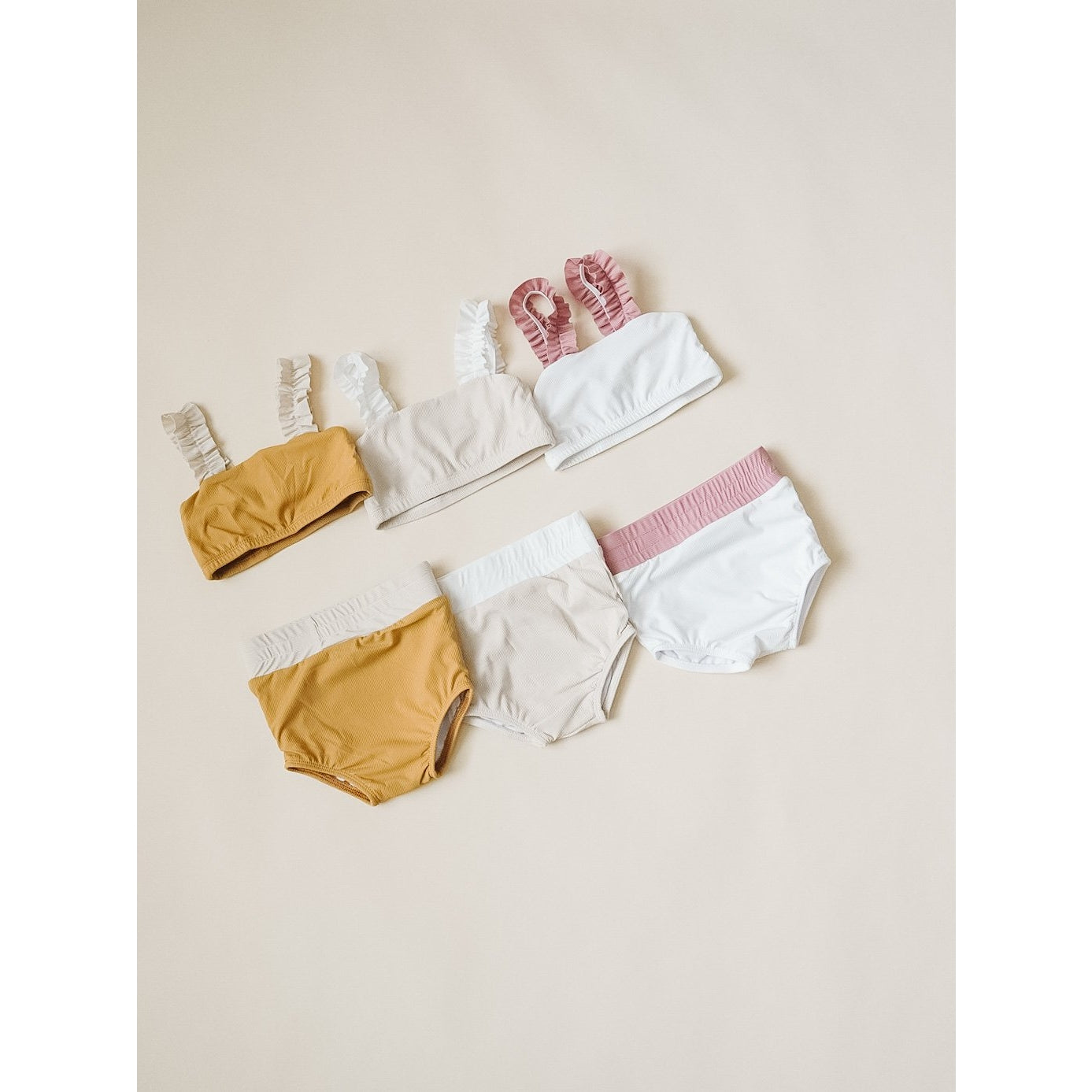 strap bandeau bikini set in white rose