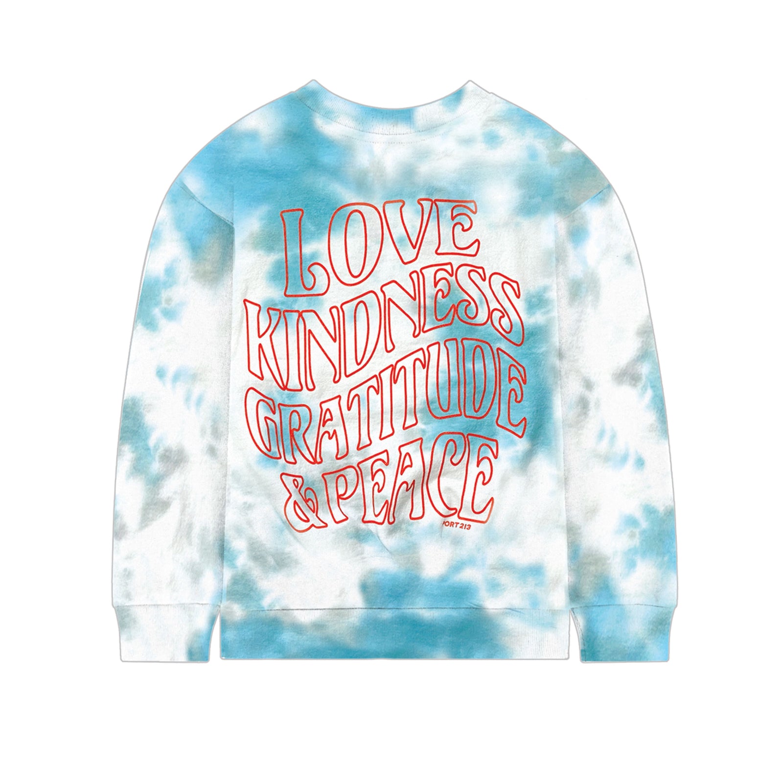 teal kindness tie-dyecrew neck sweatshirt