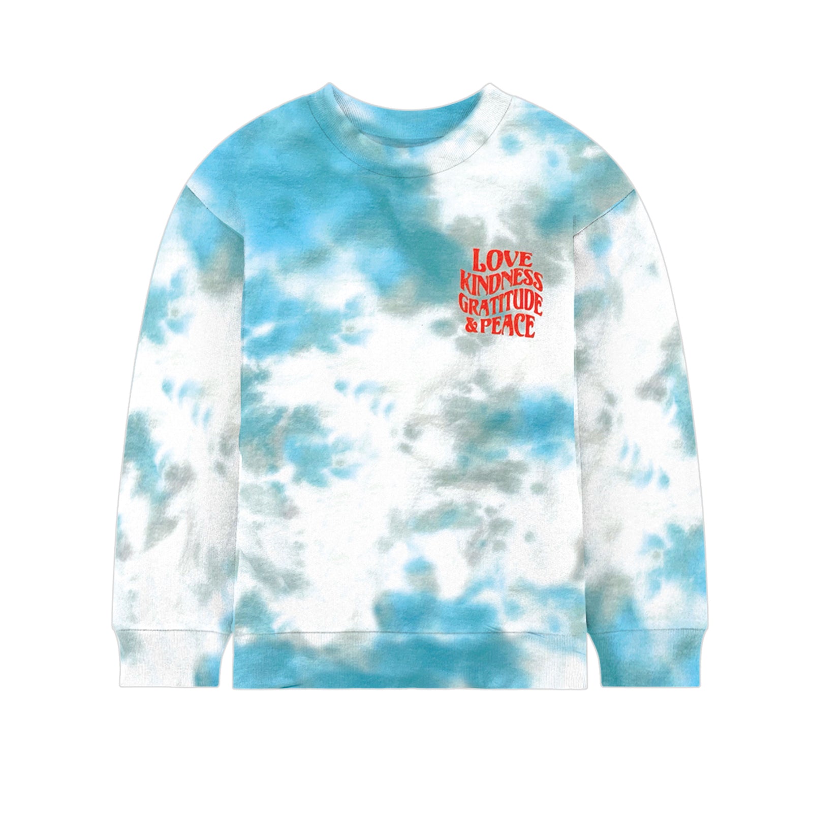 teal kindness tie-dyecrew neck sweatshirt