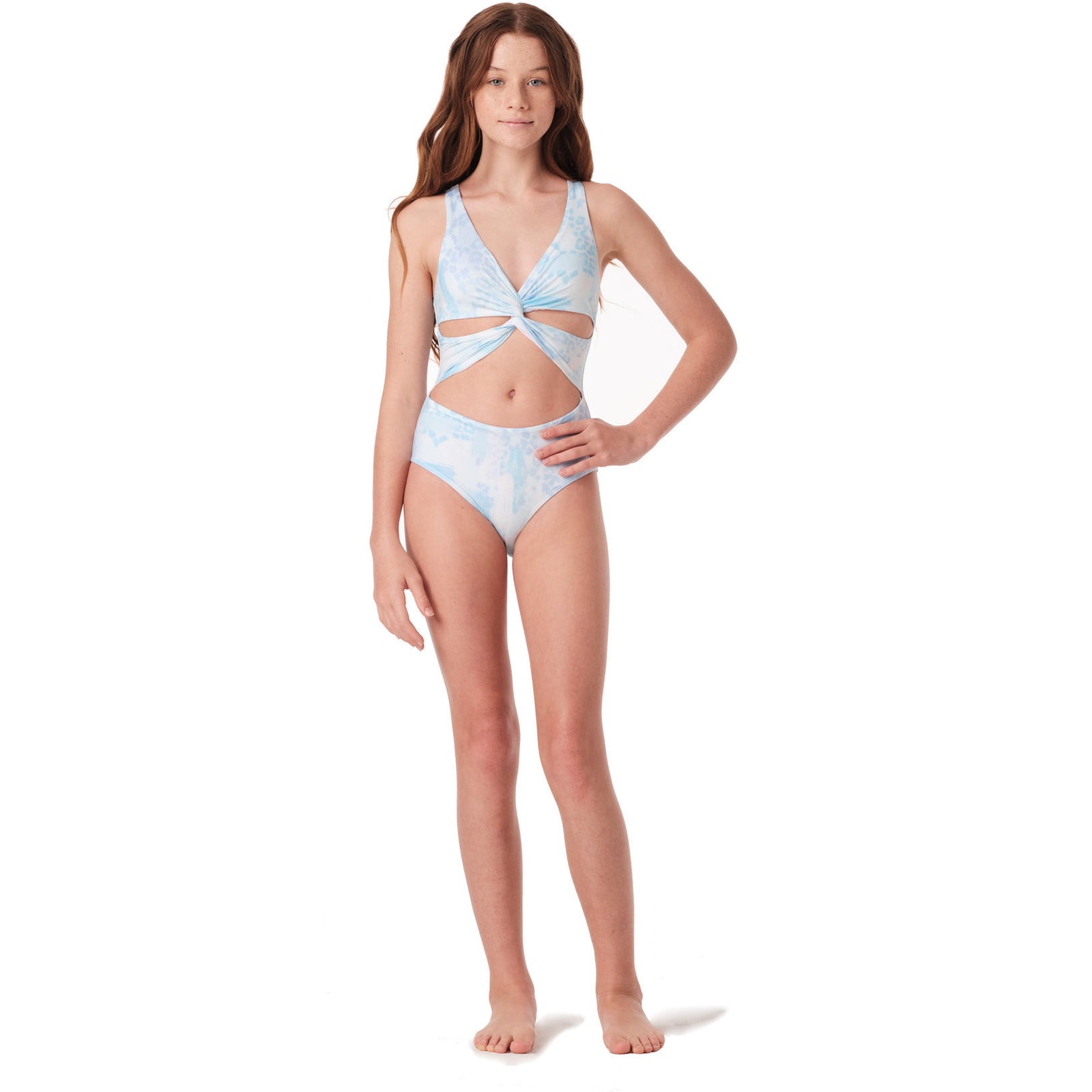 twisted suit in blue cheetah