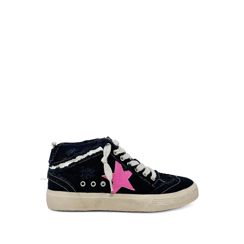 paulina kids mid-top sneaker | black canvas