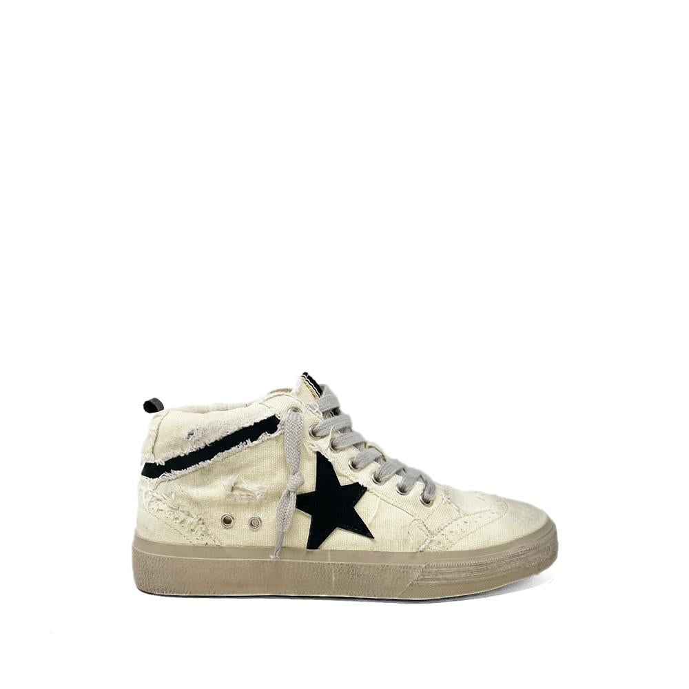 paulina kids mid-top sneaker | bone canvas