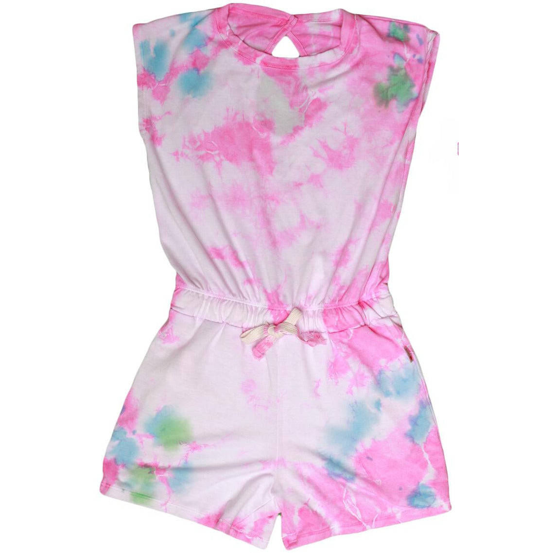 sleeveless romper | pink/blue/green tie dye