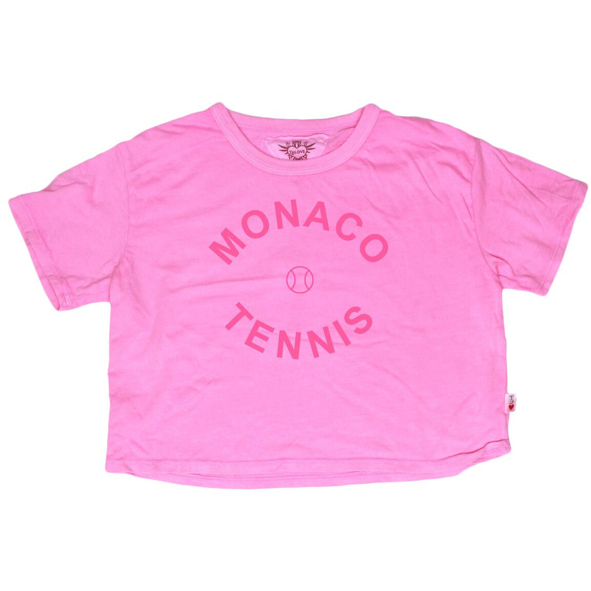 short sleeve boxy monaco tennis tee | neon pink