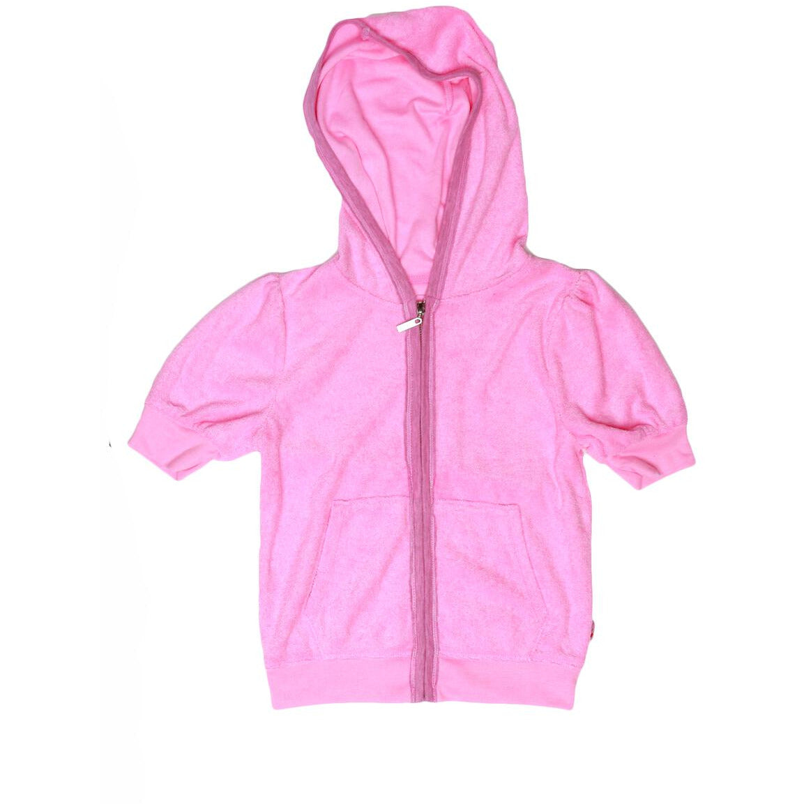 puff sleeved zip hoodie | neon pink