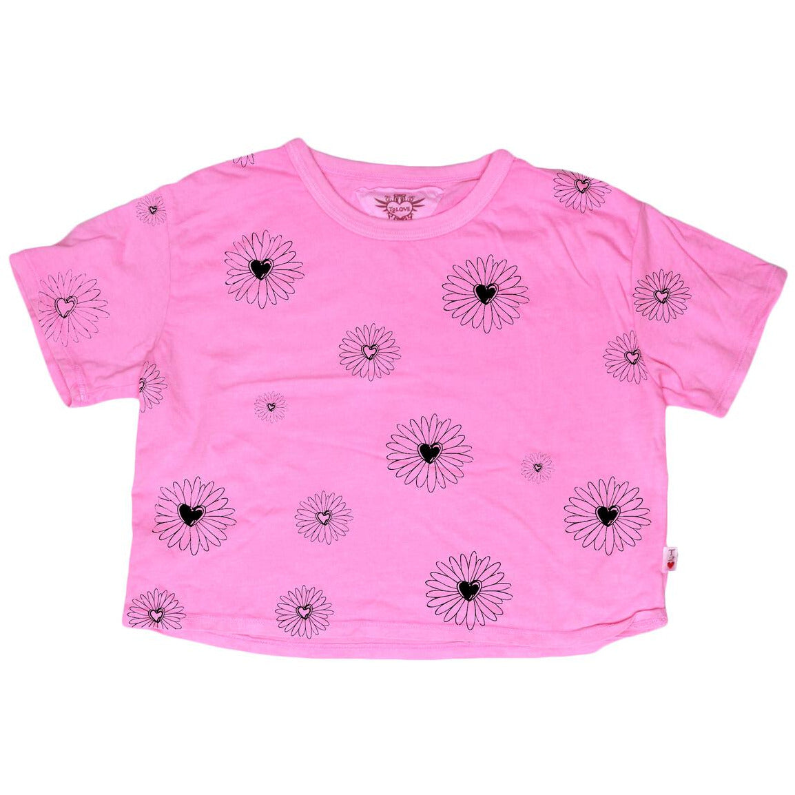 short sleeve boxy daisy tee | neon pink