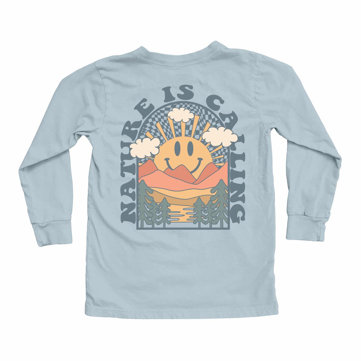 nature is calling long sleeve tee | stone blue