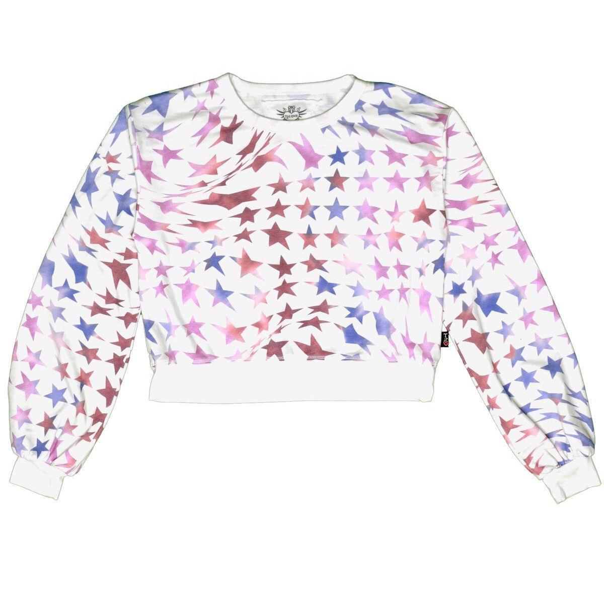 puff sleeve crew neck neck  | white star