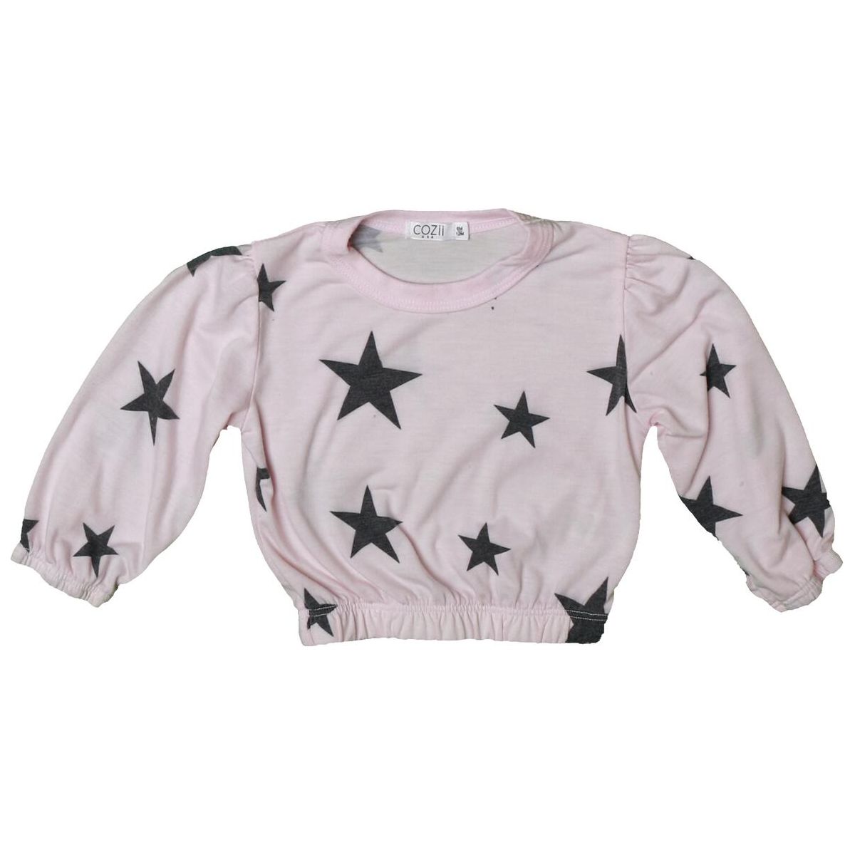 long sleeve balloon top | blush pink with stars