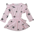puff double tiered dress | pink stars