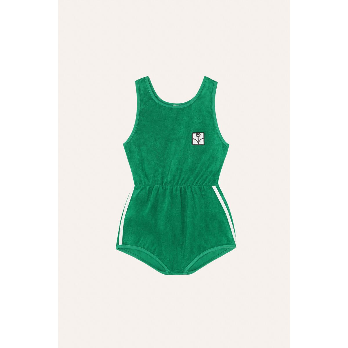 green sporty kids overall romper