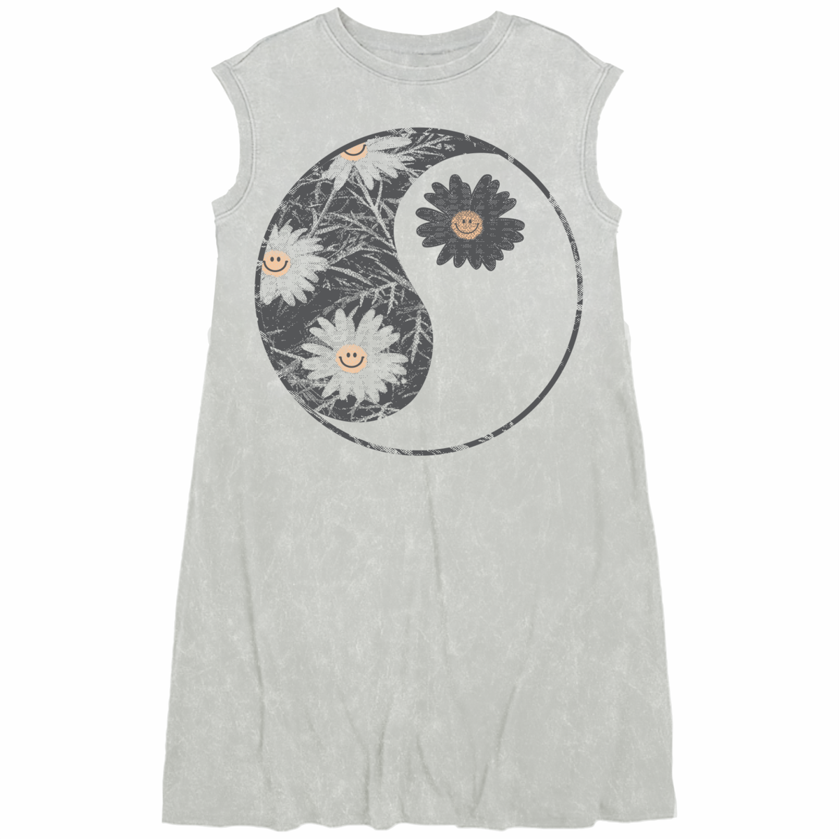 flower power muscle tank dress | mineral slate