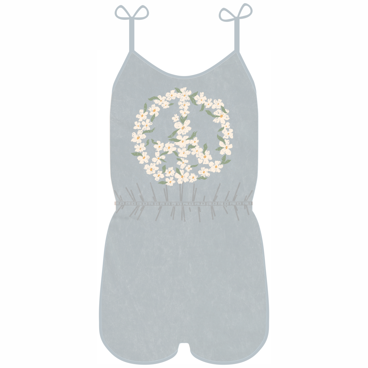 peace flowers romper | mineral denim