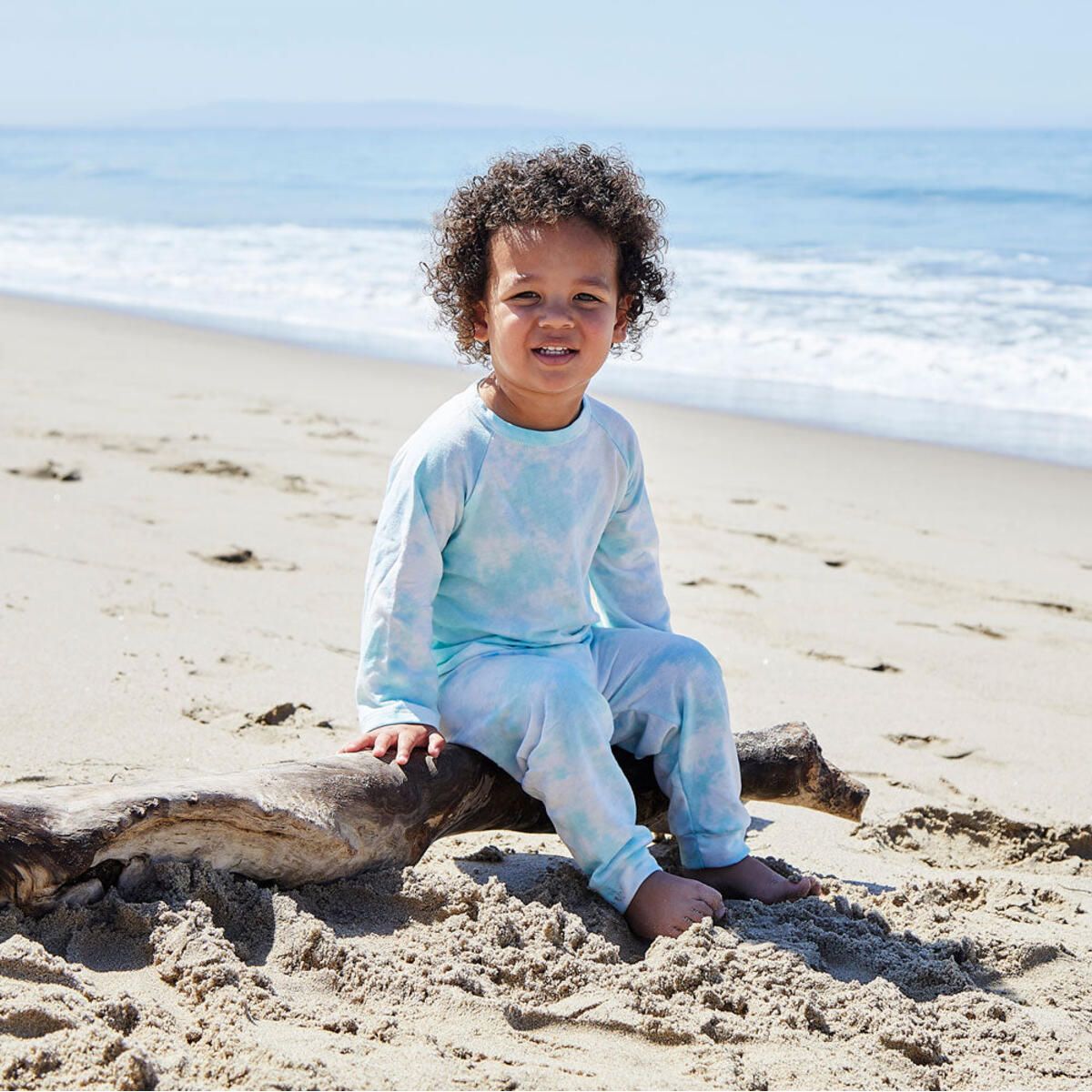 french terry slub raglan top and pant set | blue tie dye