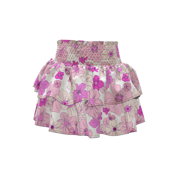 jules mini skirt | white 70s floral - elfin los angeles