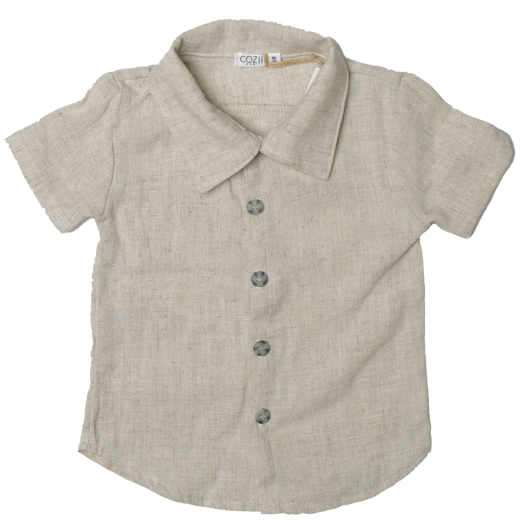 short sleeve linen shirt | natural