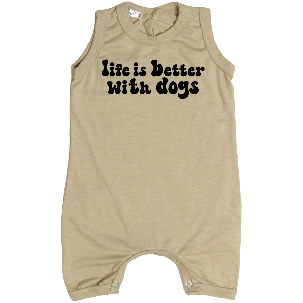 "life is better with dogs" romper | beige