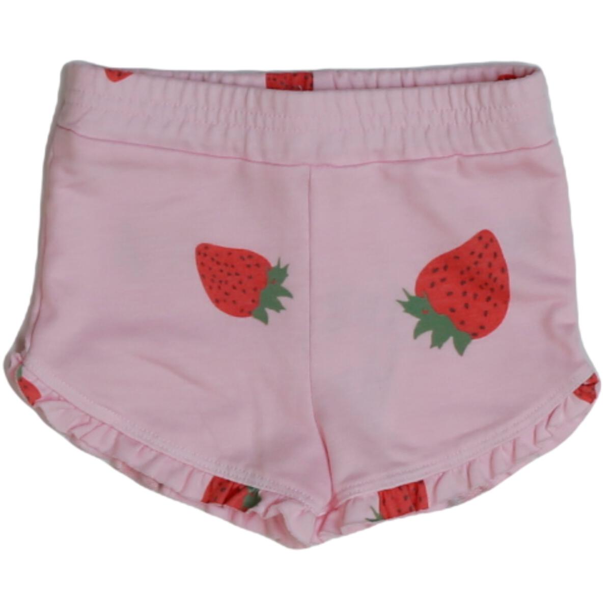 girls mini ruffle shorts | pink strawberry