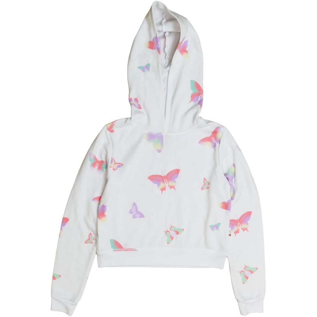 hooded pullover with elastic | white butterfly