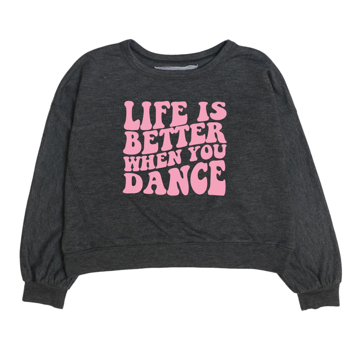 off shoulder dolman dance sweat top | black