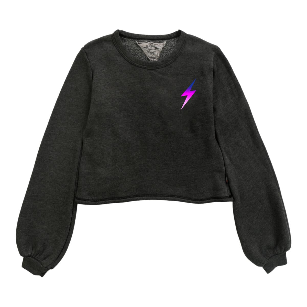 long puff sleeve bolt sweatshirt | black