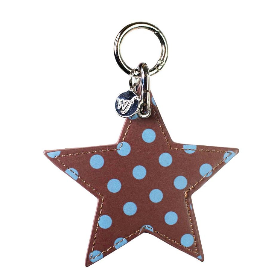 Polka Dot Star Charm | Brown and Blue
