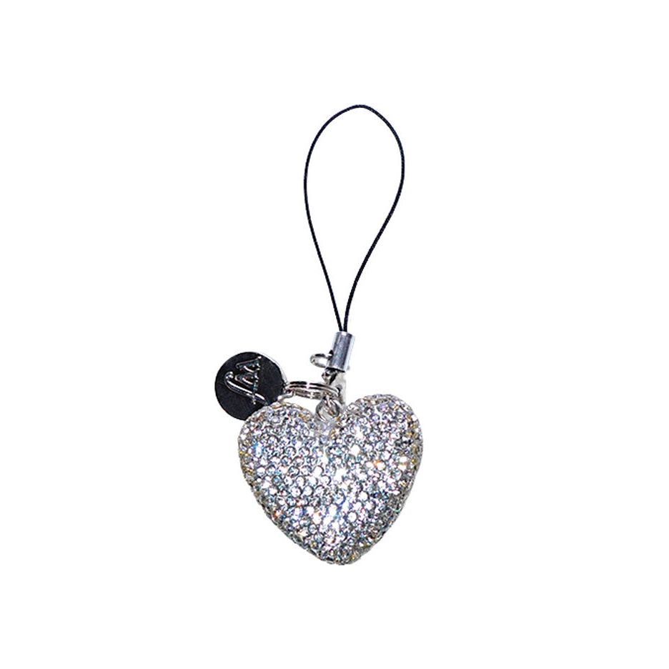 Rhinestone Heart Charm | White