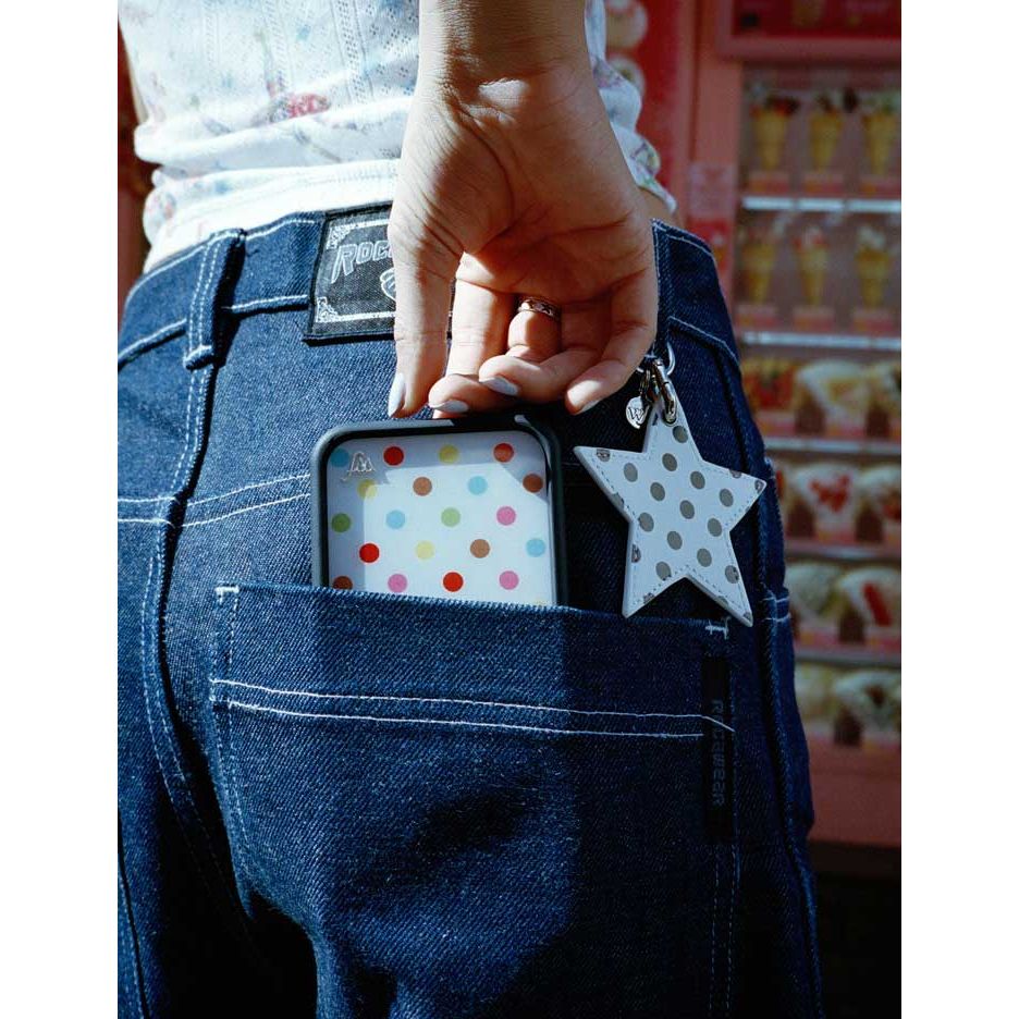 Polka Dot Star Charm | White and Black