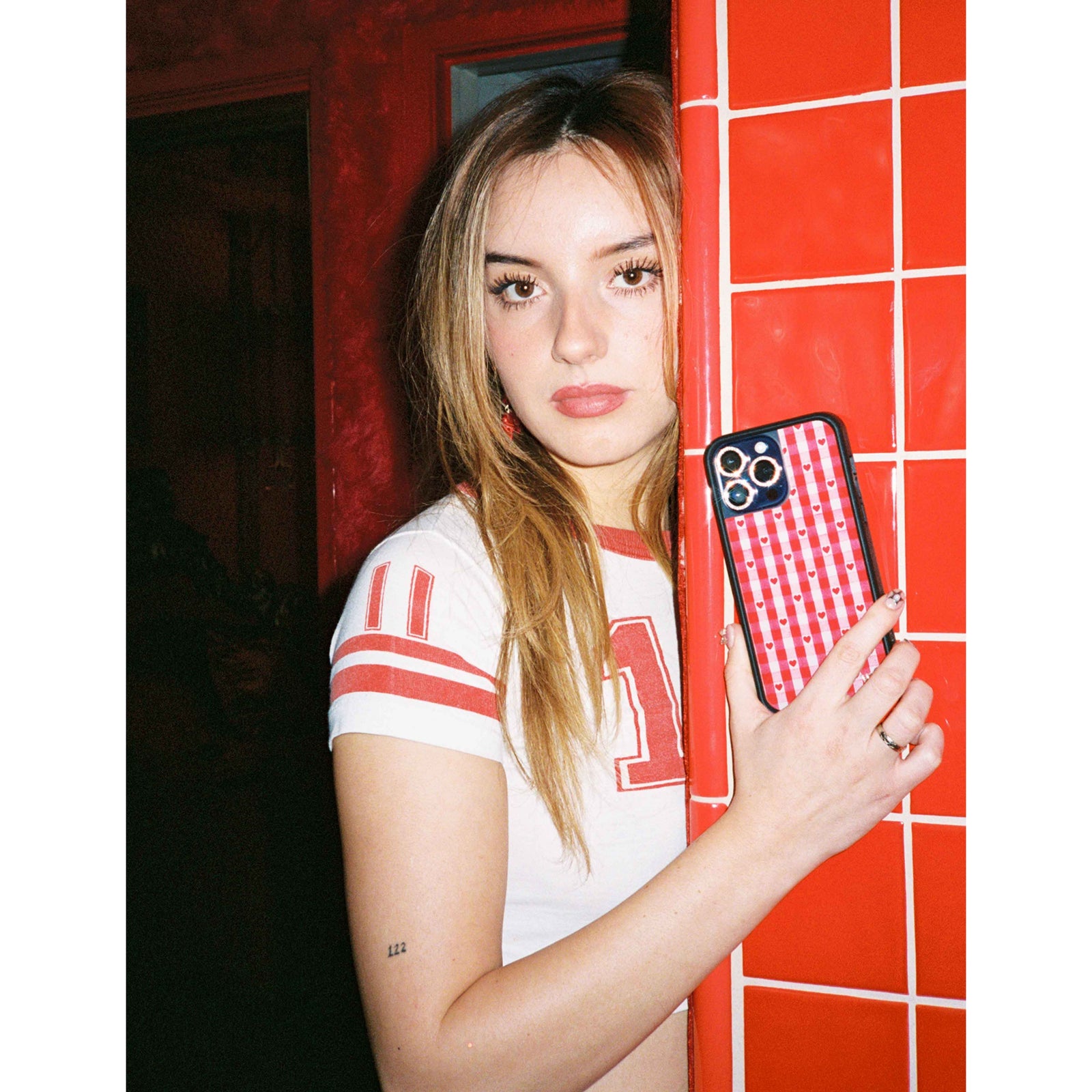 Gingham Hearts | Red iPhone Case