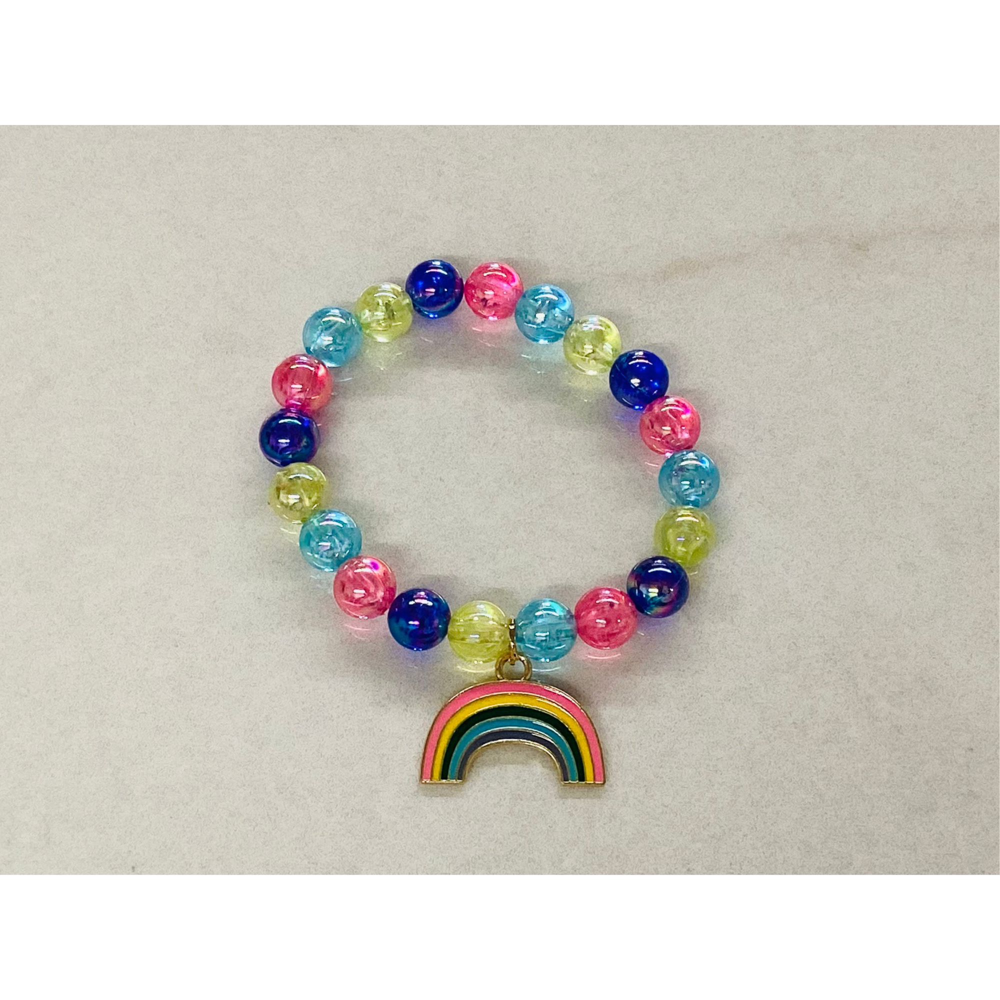 rainbow charm bracelet | yellow and clear